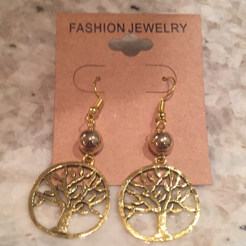 Gold Tree Earrings